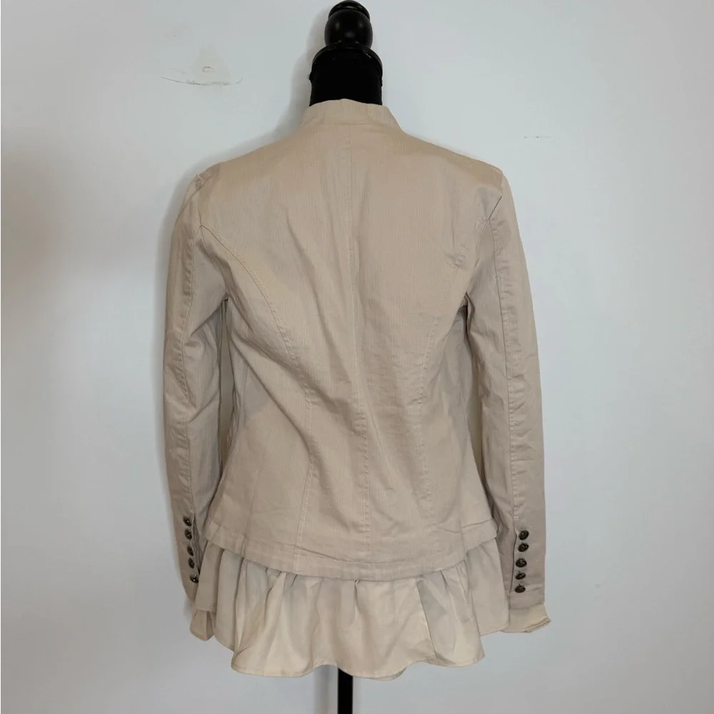 Free People Ruffled Military-Style Jacket | Cream / Neutral | XS - Picture 4 of 5